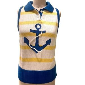 VINTAGE‎ Catalina Anchor Sweater Vest with Collar
